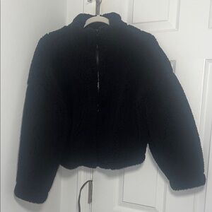 Harper Heritage Women’s Black Teddy Bear Sherpa Cropped Jacket